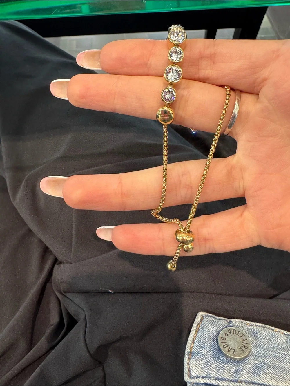 New Yellow Gold Bezel-Set White Gemstone Tennis Bracelet